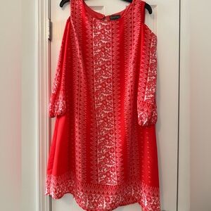Reddish Orange cold shoulder Women's Dress